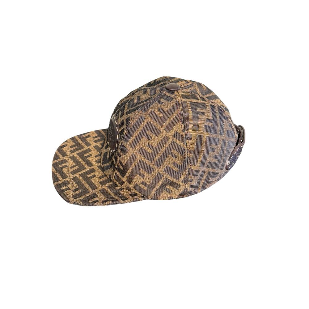 Fendi Selleria FF Canvas Baseball Cap w/Leather Accents Size XL - Picture 5 of 14